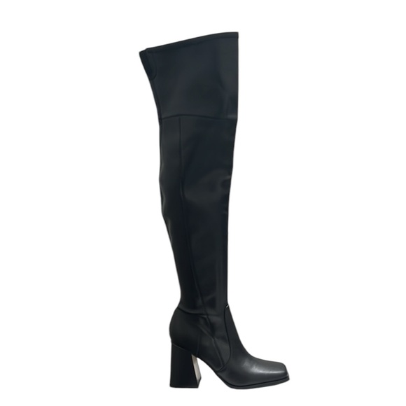 Nine West Black Begone 3 Faux Leather Tall Over-The-Knee Boots Size 8.5 - Picture 3 of 9